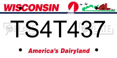 TS4T437 Wisconsin License Plate