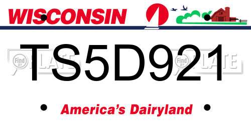 TS5D921 Wisconsin License Plate