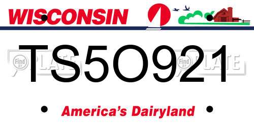 TS5O921 Wisconsin License Plate