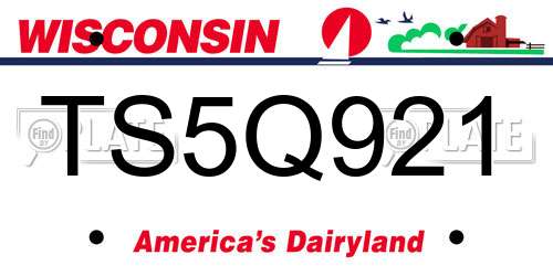 TS5Q921 Wisconsin License Plate