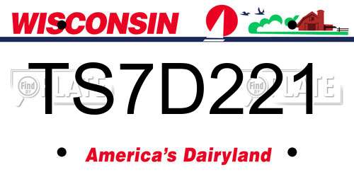 TS7D221 Wisconsin License Plate