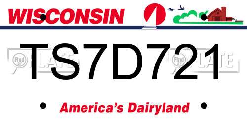 TS7D721 Wisconsin License Plate