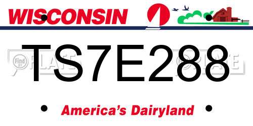 TS7E288 Wisconsin License Plate