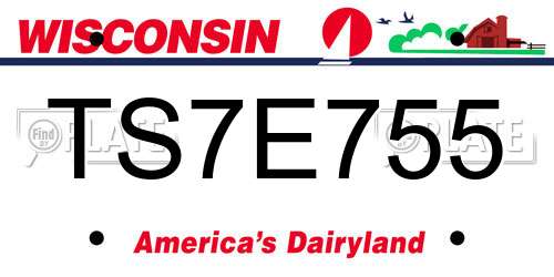 TS7E755 Wisconsin License Plate