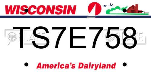 TS7E758 Wisconsin License Plate
