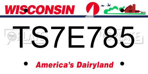 TS7E785 Wisconsin License Plate