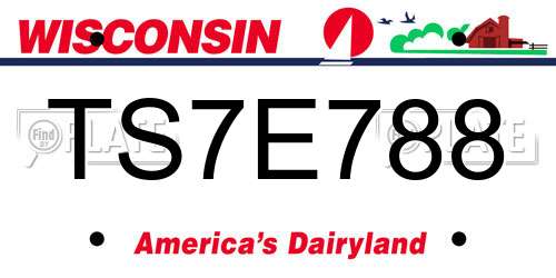 TS7E788 Wisconsin License Plate