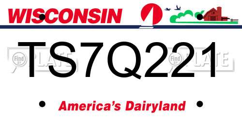 TS7Q221 Wisconsin License Plate