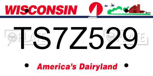 TS7Z529 Wisconsin License Plate