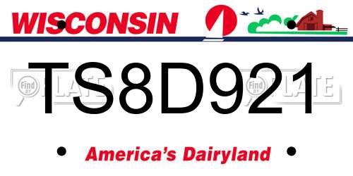 TS8D921 Wisconsin License Plate