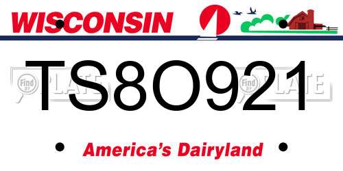 TS8O921 Wisconsin License Plate