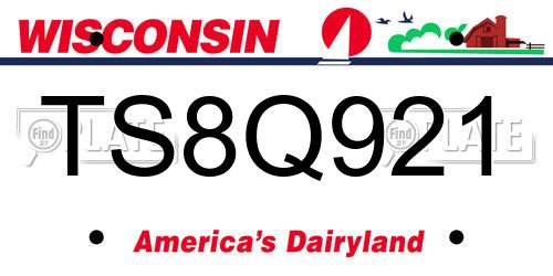 TS8Q921 Wisconsin License Plate