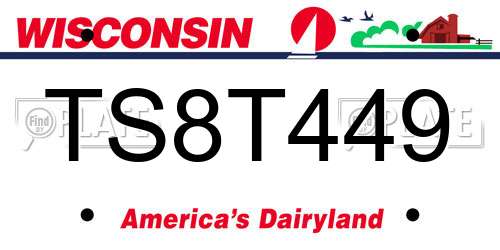 TS8T449 Wisconsin License Plate