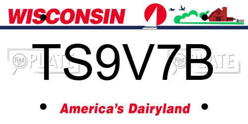 TS9V7B Wisconsin License Plate