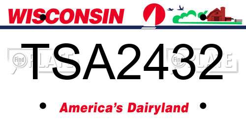 TSA2432 Wisconsin License Plate