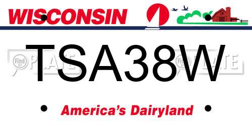 TSA38W Wisconsin License Plate