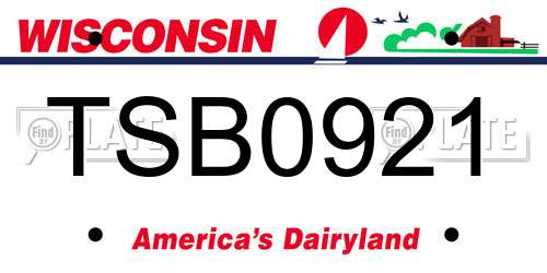 TSB0921 Wisconsin License Plate