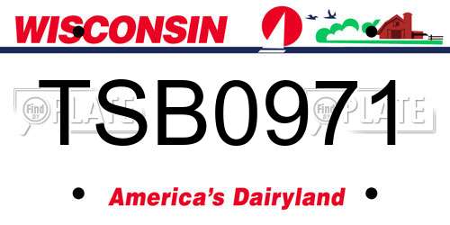 TSB0971 Wisconsin License Plate