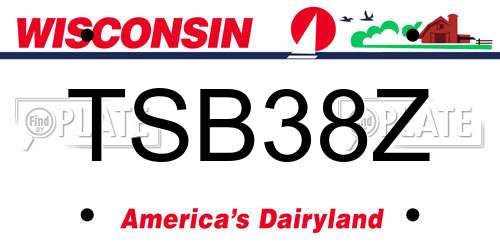 TSB38Z Wisconsin License Plate