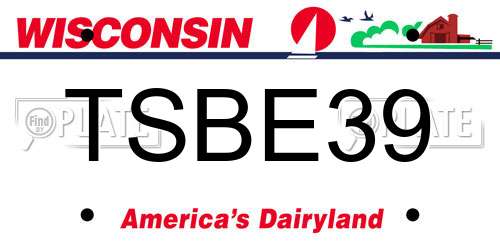 TSBE39 Wisconsin License Plate