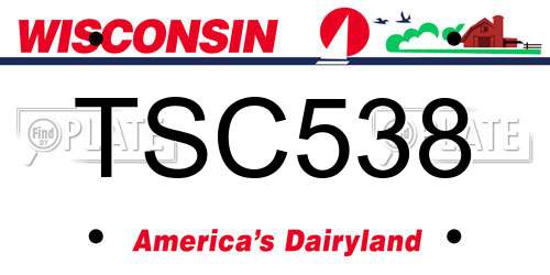 TSC538 Wisconsin License Plate
