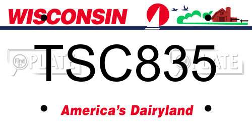 TSC835 Wisconsin License Plate