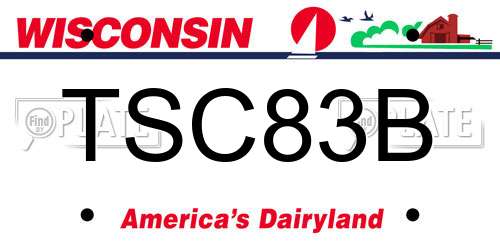 TSC83B Wisconsin License Plate