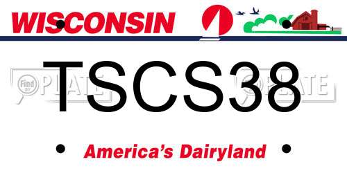 TSCS38 Wisconsin License Plate