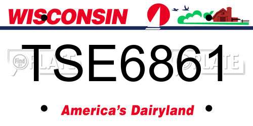 TSE6861 Wisconsin License Plate