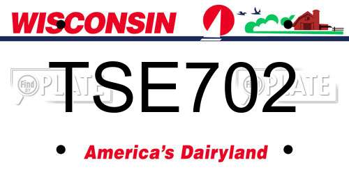 TSE702 Wisconsin License Plate