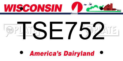 TSE752 Wisconsin License Plate