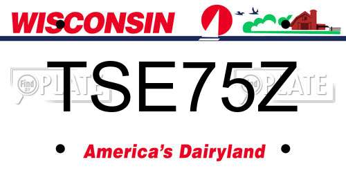 TSE75Z Wisconsin License Plate