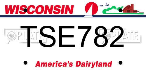 TSE782 Wisconsin License Plate
