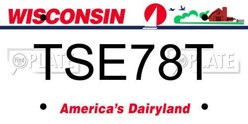 TSE78T Wisconsin License Plate
