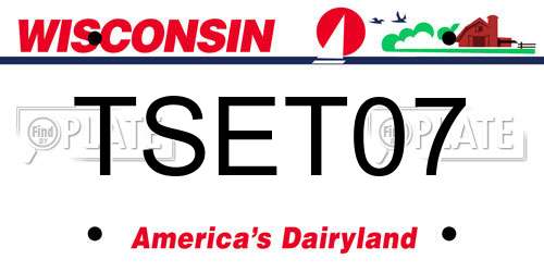 TSET07 Wisconsin License Plate