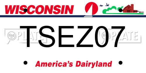TSEZ07 Wisconsin License Plate