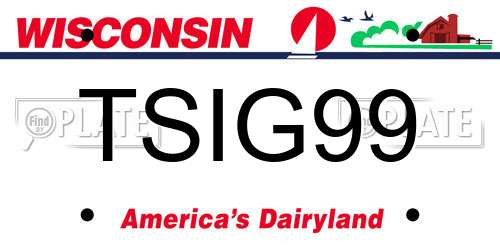 TSIG99 Wisconsin License Plate