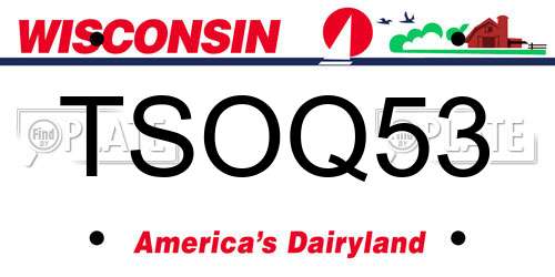 TSOQ53 Wisconsin License Plate