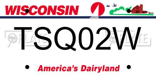TSQ02W Wisconsin License Plate