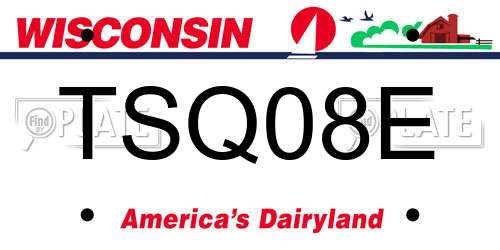 TSQ08E Wisconsin License Plate