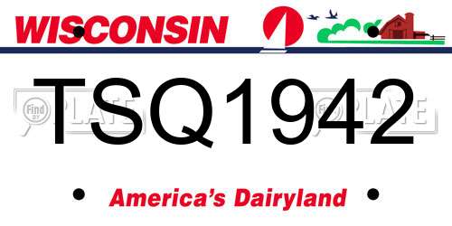 TSQ1942 Wisconsin License Plate