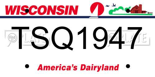 TSQ1947 Wisconsin License Plate