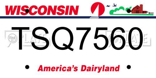 TSQ7560 Wisconsin License Plate
