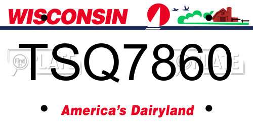 TSQ7860 Wisconsin License Plate