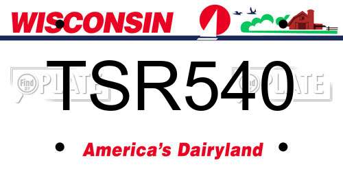 TSR540 Wisconsin License Plate