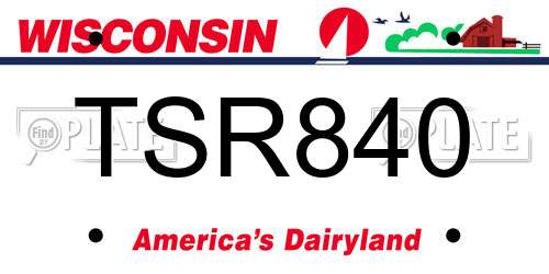 TSR840 Wisconsin License Plate