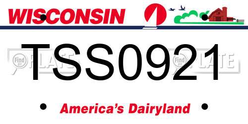 TSS0921 Wisconsin License Plate