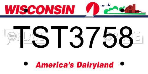 TST3758 Wisconsin License Plate