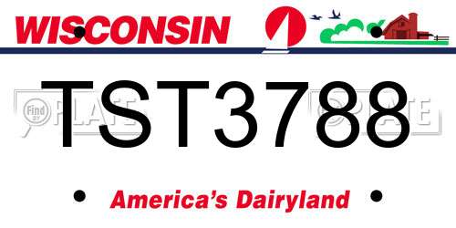 TST3788 Wisconsin License Plate