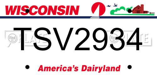 TSV2934 Wisconsin License Plate